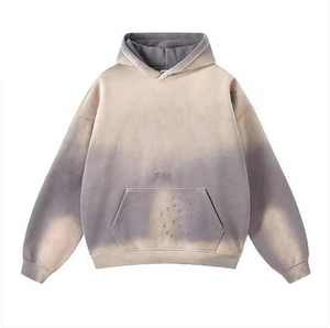 Venta al por mayor personalizado Vintage lavado con ácido peso pesado French Terry desgastado pulóver sudaderas con capucha nuevo diseño Tie-Dye invierno bordado - Product Image 1