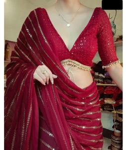 Las colecciones de Sari de Georgette de imitación de ropa informal y de festival más hermosas con Sari de calidad superior y precio bajo para mujer - Product Image 1