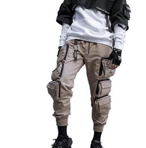 <b>Men</b> Loose Male Side Pocket Polyester Trousers Sport <b>Zip</b> Slit Flared Sweatpants Cargo Jogger <b>With</b> Woven Cargo Pants - Product Image 4