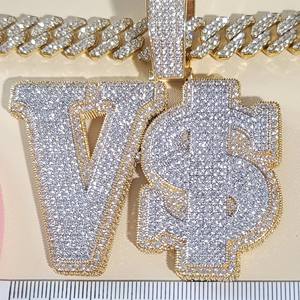 Pendentifs et breloques en diamant VVS, testés au diamant, plaqués or, style hip-hop, lettres personnalisées, bijoux fins pour hommes - Product Image 6