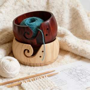 Cuenco de Hilo de Madera Simple, Portátil y Decorativo, Hecho a Mano, para Tejer a Crochet |   Portahilos en Espiral de Madera Natural Ecológico y Duradero - Product Image 4