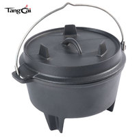 Source-Foundry 6QT Cocotte en fonte pré-culottée, poêle à frire réversible multifonction avec couvercle pour pique-nique en extérieur, braisage et cuisson