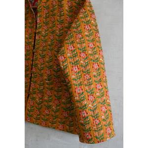 Handmade Eco-Friendly Woven Cotton <b>Quilted</b> Jacket Reversible Floral Block Print Long Sleeve Winter Warm Button-Up Jacket - Product Image 2