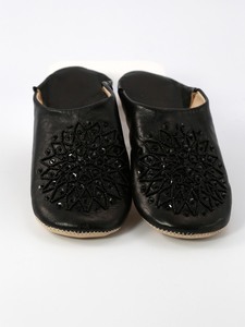 Babouches marocaines en cuir noir à sequins, broderies perlées, mules d'intérieur à bout rond, chaussures plates, plusieurs couleurs, vente en gros - Product Image 3