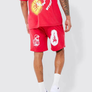 Custom <b>Vintage</b> 100% Cotton All Over Print French Terry <b>Shorts</b> <b>Men</b> Sweat 3D Screen Foam Puff Print Nylon Mesh <b>Shorts</b> For <b>Men</b> - Product Image 2