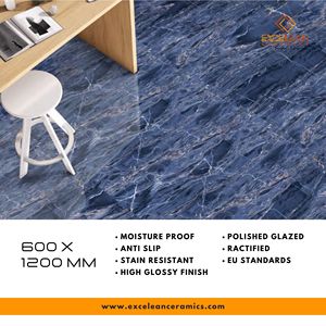Suelo moderno Azulejos de color azul Mejoras para el hogar Encimera de suelo Baño Vestíbulo 60x120 60x60 80x160 Porcelana Cerámica CE - Product Image 6