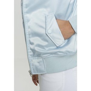 Urban Classics Mujer Bomber Jacket Ladies Satin Bomber Jacket Baby Blue Nylon Exterior Shell Coats - Product Image 4