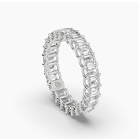 Bague d'éternité exclusive en or 14K 18K certifié, plaqué rhodium, avec émeraude et diamant de laboratoire 3,69 carats VVS-VS, vente en gros