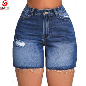 Factory Made Summer Shorts Active Wear Cotton <b>Jogging</b> Distressed <b>Denim</b> Shorts for Women <b>Denim</b> Distressed Shorts - Product Image 1