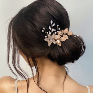 Bridella BHP307-G Gold Rhinestone & Pearl Embellished <b>Hair</b> <b>Comb</b> with Comfortable and Secure Fit for Wedding & Formal Events - Product Image 4