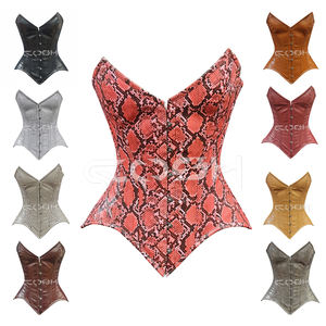 Corsé de PVC con textura de serpiente roja, con varillas de acero, para moldear la cintura, ideal para moda y fiestas. - Product Image 3