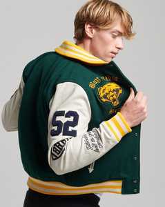 Chaqueta universitaria verde oscuro con logotipo personalizado de alta calidad para hombre, chaqueta universitaria de béisbol Letterman, chaqueta de invierno Bomber para hombre - Product Image 2