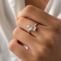Bague Moissanite Toi et Moi, taille poire, taille princesse, deux pierres, en argent sterling S925, bijoux de fiançailles pour femme