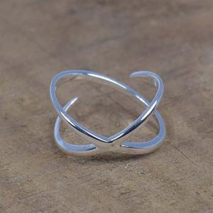 Bague ouverte en argent sterling 925 élégante plaine empilable minimaliste déclaration bague bijoux - Product Image 3