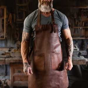 Handmade <b>Leather</b> <b>Apron</b> with Tool Pockets Versatile Customized Logo Printed <b>Leather</b> <b>Apron</b> for Crafters and Artisans - Product Image 5