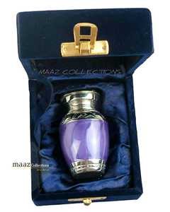 Mini urna de cremación de Metal personalizada plateada, conjunto de urna de cenizas conmemorativas personalizadas, bolsas de terciopelo, diseño moderno de 10 pulgadas - Product Image 5