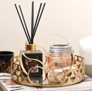 Plateau miroir doré Plateau de maquillage élégant Verre antirouille de luxe pour salle de bain et chambre à coucher Plateau miroir avec procédé de placage métallique - Product Image 5