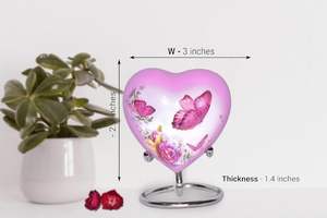Urne souvenir coeur papillon-Mini urne crémation coeur avec support et boîte de qualité supérieure-Petite urne souvenir-Honore votre bien-aimé - Product Image 3