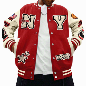 Factory direct <b>men</b> <b>varsity</b> <b>jacket</b> custom embroidered wool leather letterman college <b>bomber</b> style outerwear wholesale - Product Image 3