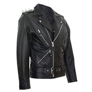 Veste en cuir véritable originale pour hommes, veste en cuir classique d'agneau à la mode, veste imperméable de moto motard - Product Image 3