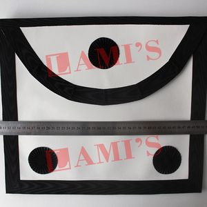 Custom Design Best Quality White <b>Leather</b> <b>Apron</b> Masonic Regalia <b>Apron</b> with Rosettes for Sale - Product Image 3