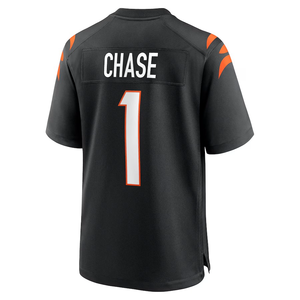 2025 Top Verkoop Cincinnati Gestikte American Football Jersey 1 Chase 5 Higgins 9 Burrow Heren Zwart Team Uniform Bengals - Product Image 4