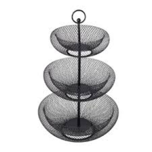 4 Tier Black Coated Iron <b>Metal</b> Wire Fruit <b>Basket</b> Handmade Round <b>Storage</b> <b>Basket</b> for Home Kitchenware Fruits Containing Usage - Product Image 2