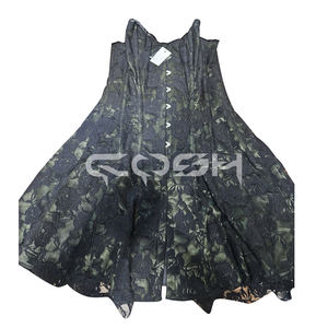 Minivestido Corsé Gótico de Satén Oliva con Encaje y Varillas de Acero Sobre el Busto |   Corsé Victoriano Steampunk para Entrenamiento de Cintura - Product Image 1