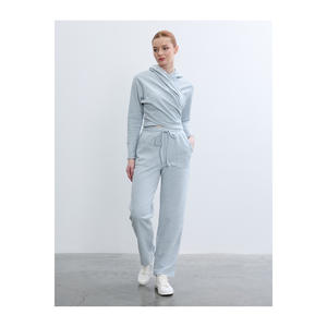 Pantalones de punto de pierna recta y cintura media para mujer con cintura elástica sin forro multicolor - Product Image 3