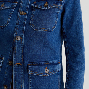 Chaqueta Vaquera de Mujer Estilo Vintage en Oferta, Lavado a la Piedra Personalizado, Plisada, Bordado de Camuflaje, Acolchada con Relleno de Algodón - Product Image 6