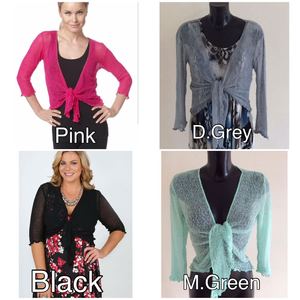 High Quality Bali IKAT Three-Quarter Sleeve <b>Shrugs</b> for Women Slim Fit All-Wear Solid Short for Spring Evening Parties Plus Size - Product Image 4