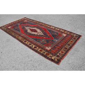 พรมขนสัตว์ขนาด 5.1x10.3 ฟุต พรมตุรกีสีแดงลายปะติดปะต่อขนาดใหญ่ ด้านหลังทำจากยางลาเท็กซ์ - Product Image 4