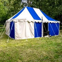 Tente de camping médiévale portable trois saisons, avec piquets hexagonaux/diamantés, grand espace, en coton 400g/m²