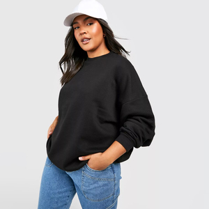 Sudadera con cuello redondo y estampado extragrande de algodón de alta calidad, sudadera personalizada para mujer, venta al por mayor, precio bajo - Product Image 1