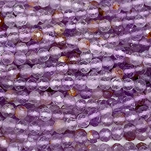 Grade AA Genuine Natural <b>Purple</b> Brown Super Crystal Phantom Amethyst Cacoxenite Quartz Faceted Beads 15.5" Strand 3-4mm - Product Image 1