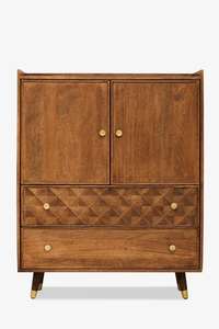 Cómoda Modular Moderna de Lujo Ligero Personalizada, Gabinete Alto de Madera Maciza con Herrajes de Latón, Aparador de Almacenamiento para Entrada y Sala de Estar - Product Image 6