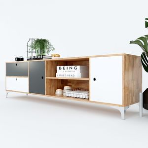 ตู้วางทีวีไม้สไตล์มินิมอลร่วมสมัย Uran ขนาด 200x40x55 ซม. สำหรับห้องนั่งเล่นสไตล์ฟาร์มเฮาส์ หรือตู้วางทีวีดีไซน์ทันสมัย - Product Image 2