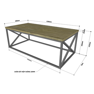 Industrial Design Sofa <b>Table</b> Acacia Wood Top with Powder-Coated Iron Frame TT68151 - Product Image 4
