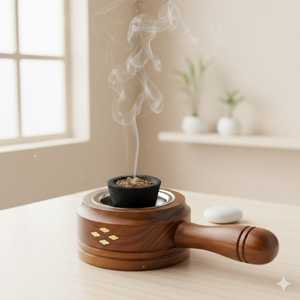 Quemador de Incienso Árabe de Madera de Acacia Premium con Incrustaciones de Resina, Difusor de Aromaterapia Religioso Hecho a Mano, Porta Incienso Decorativo - Product Image 1