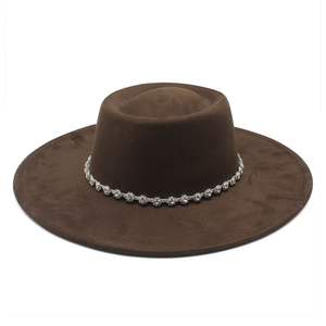 Chapeau de cow-boy en daim de style européen et américain pour femmes avec protection solaire et large bord - Product Image 1