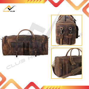 Sac de voyage en cuir véritable fait à la main pour hommes - Écologique Capacité 30-40L Couleur et logo personnalisables - Product Image 4