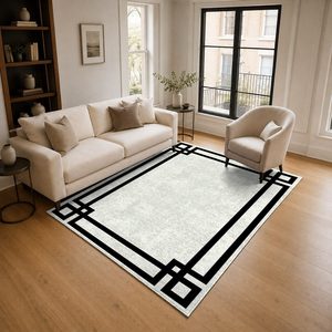 RUGS DEPOT LXDP-0961 Großhandel Grau-Silber Zeitgenössischer Abstrakter Digital Bedruckter Maschinenwaschbarer Chenille-Teppich Rutschfest - Product Image 2