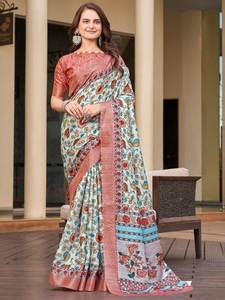 Magnifique Sarees en soie avec belle Pallu imprimée - Product Image 3