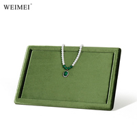 Plateau de présentation de bijoux en daim WEIMEI avec logo personnalisé, plateau de bijoutier en velours rouge, vert, blanc pour bague, pendentif, bracelet, jonc, pendentif