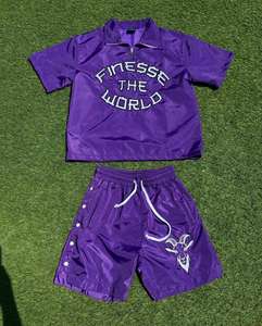 Ensemble de survêtements courts en nylon de haute qualité pour hommes, nouveau design le plus vendu pour les vêtements de sport de course en plein air, motif solide - Product Image 5