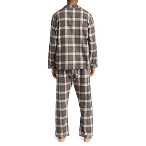 Conjunto de pijama de 2 piezas para hombre, pijama de franela de algodón para vacaciones, venta al por mayor, algodón clásico transpirable - Product Image 5