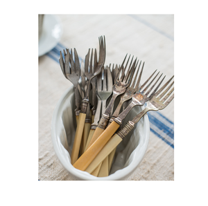 Cuchara de tenedor de acero con espejo para tamaño personalizado con mango de incrustaciones de hueso Cuchara de mesa Cuchillo Cubiertos Caja Tenedores y cuchillos Set - Product Image 1