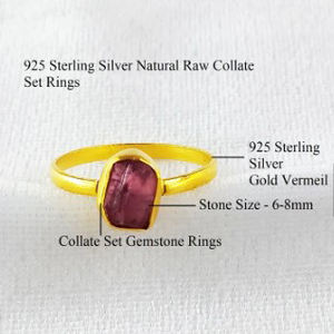 Bague en rubis brut naturel, pierre de naissance, argent sterling 925 plaqué rhodium, ensemble de bijoux pour femmes - Product Image 6