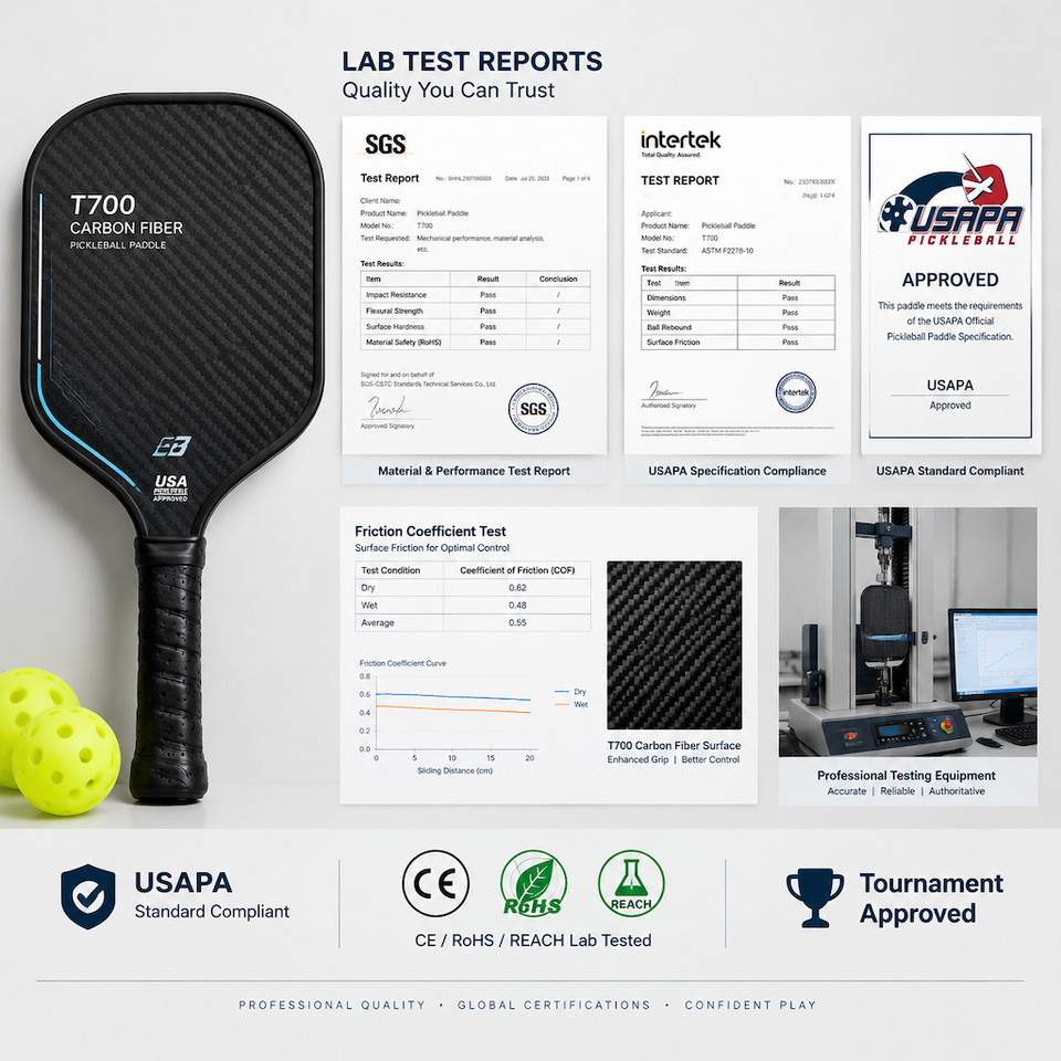 Key Core Paddle Classic Pure Black T700 Raw Carbon Fiber Pickleball Paddle 16mm Polymer ...