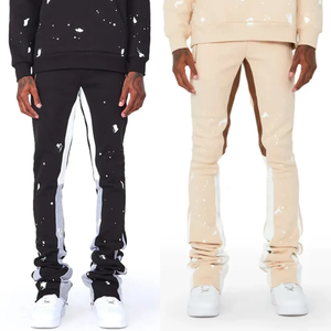 Pantalones de chándal personalizados de alta calidad, pantalones de chándal Acampanados para hombre, pantalones de chándal acampanados con pintura de grafiti de retazos para hombres - Product Image 1